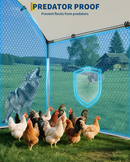 Heavy Duty Metal Chicken Coop with Split Door – Easy Feeding,9.8X 19.7X 6.6ft