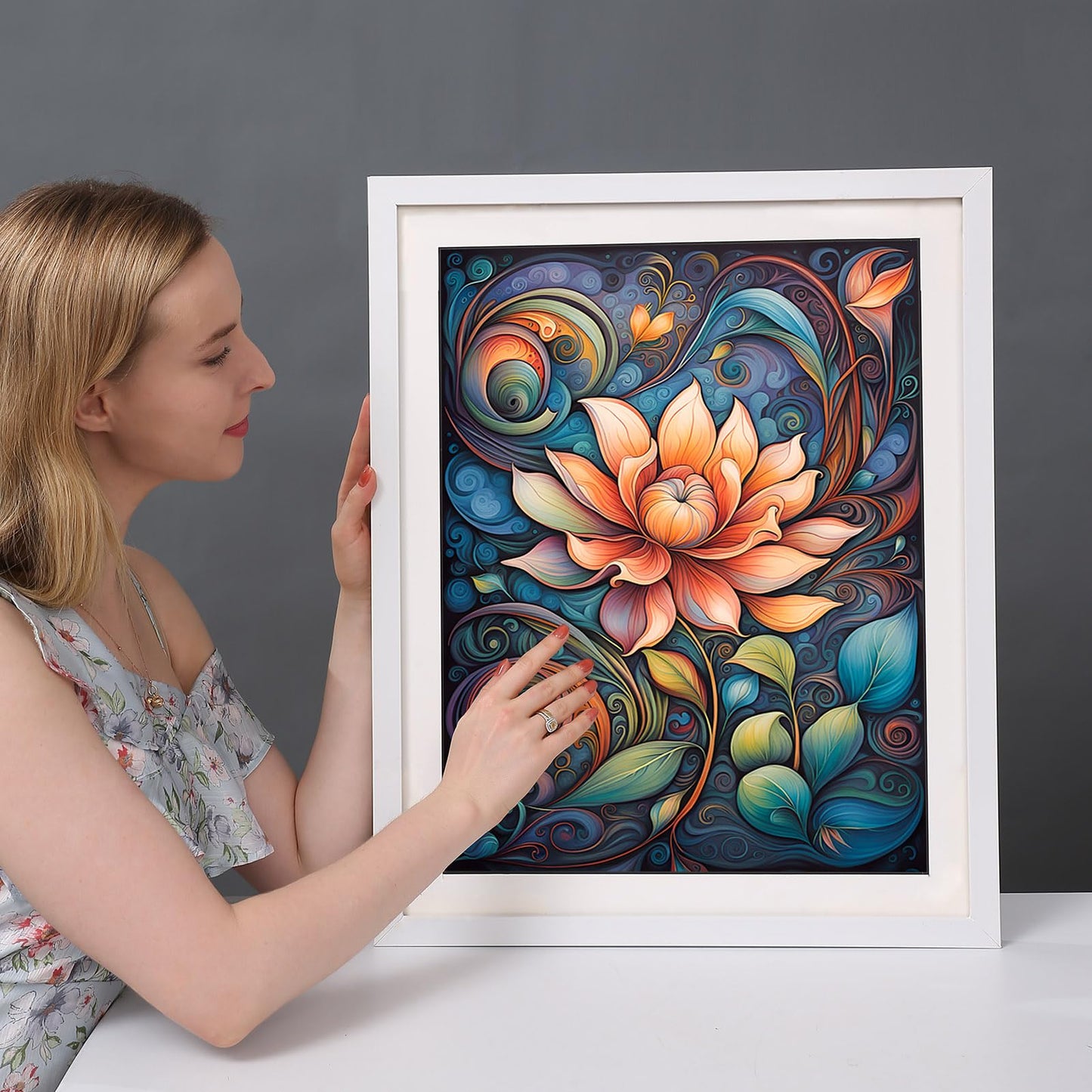 Huacan Diamond Art Kits for Adults Flower AB Drills Diamonds Painting Kit DIY Full Round Drill Paintings for Home Wall Decor Picture Size 12 * 12 Inch (Flower 5)