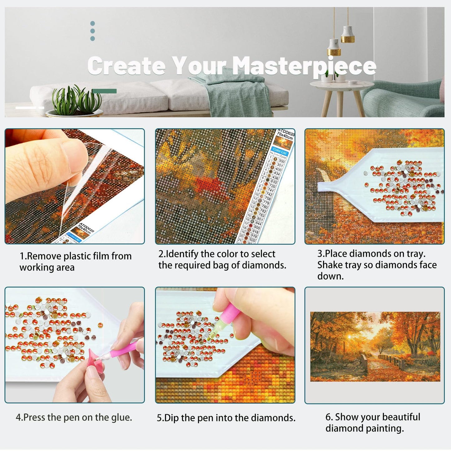ATDMS Large Diamond Art Kits for Adults - DIY 5D Landscape Diamond Painting Kits for Adults,Full Drill Forest Diamond Painting, Sunset Gem Art Kits for Home Wall Decor 27.5x15.7 Inch