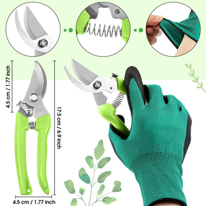 WILLBOND Gardening Gift Set for Women, Mother's Day Floral Arrangement Kit with Pruning Shears, Thorn Remover, Gloves and Floral Tape, Garden Tool Gift Kit for Mom, Wife, Garden Lovers(Green)