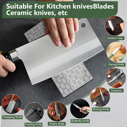 Diamond Sharpening Stone, 5 Pcs Knife Sharpener Stone with Non-Slip Base, Diamond Sharpening Plate for Scissors Pocket Knife Outdoor Kitchen Sharpening Tools (400/600/800/1000/1200 Grit)