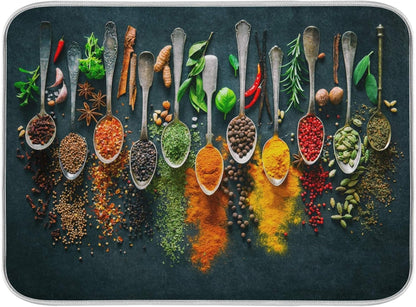 Cooking Herbs Spices Dish Drying Mat for Kitchen, 18 X 24 Inches Dry Dishes Pads Mats, Tableware Protector for