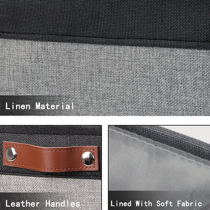 HNZIGE Small Storage Baskets Fabric Bins (6-Pack) for Organizing Clothes, Toys, Books, Gifts (Black & Gray, 11.8" x
