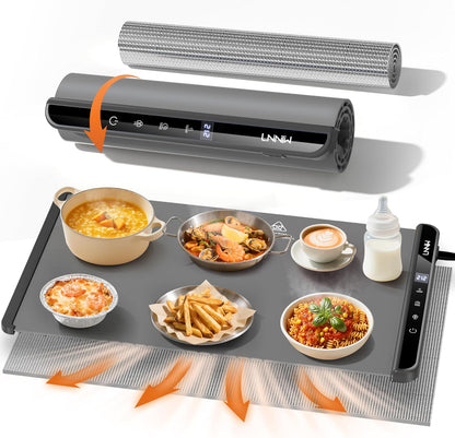 26X15 Inch, 6 6 Settings, Food Warming Mat with Heat-Resistant Pad, Temperature & Timer Child Lock Safety,Food Warmer