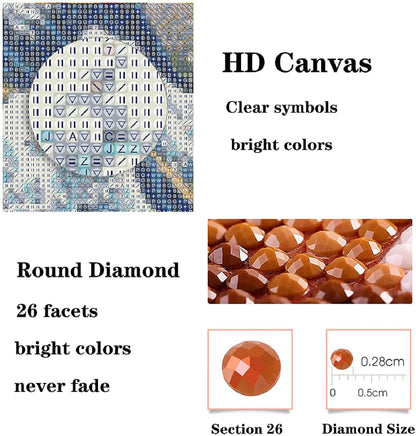 5D（A Sunday Afternoon on The Island of La Grande Jatte）Georges Seurat Diamond Painting Kits for Adults Kids, Full Drill Round Crystal Rhinestone Diamond Art Craft Canvas for Home Wall Deco(12X16Inch)