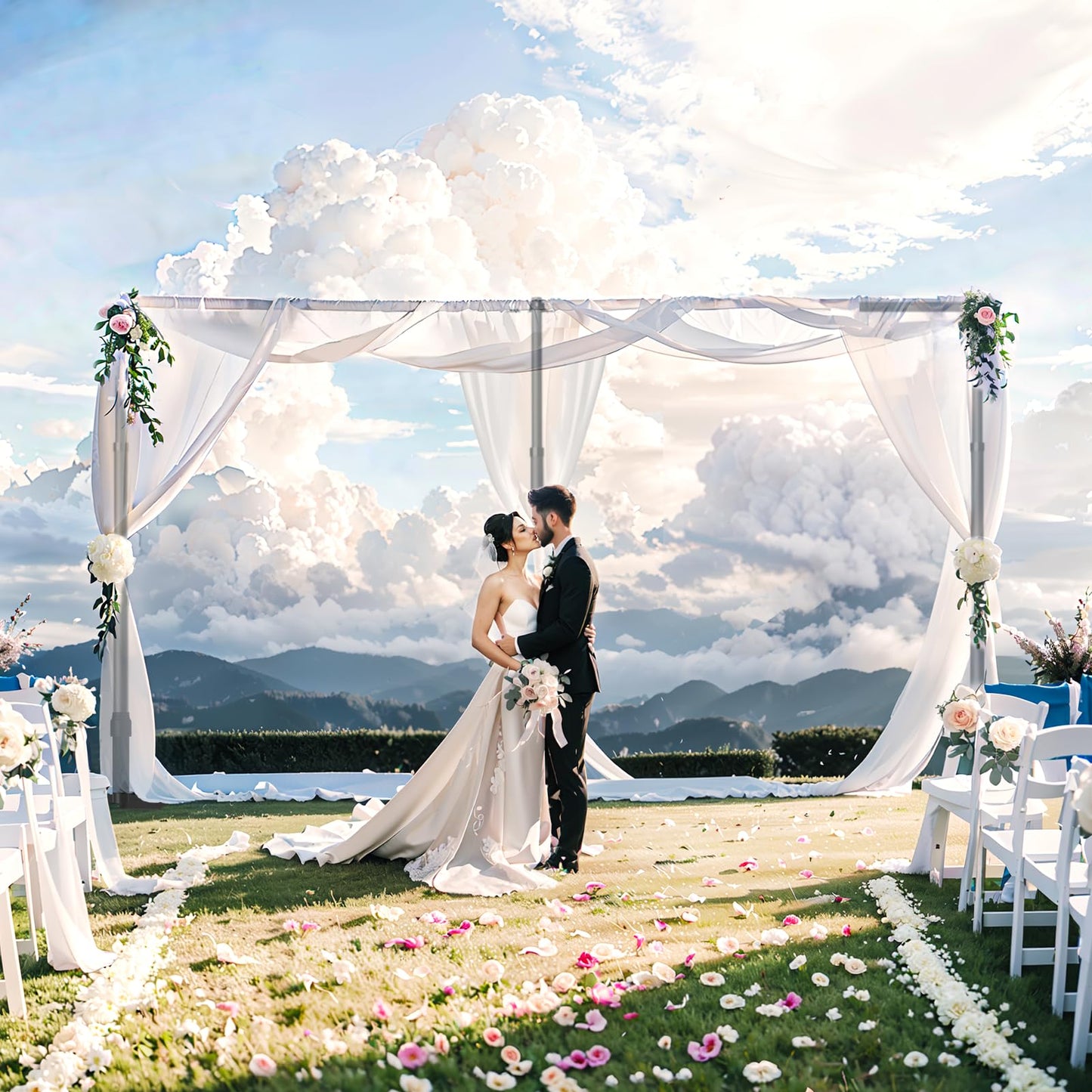 EMART Backdrop Stand Heavy Duty 8.9ftx20ft, Adjustable Pipe and Drape Photo Background Support Kit, Metal Frame with Flat Base for Wedding Birthday Party Banquet Decorations-Black