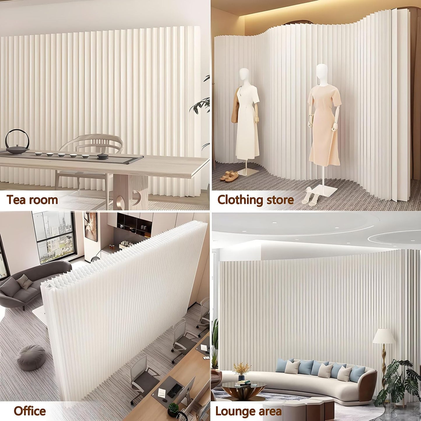 Portable Room Divider Wall, Foldable Room Partition, Adjustable Paper Privacy Screen, Folding Wall Dividers for Room Separation, Decorative Privacy Divider for Home Office Nursery Studio White-7x2m