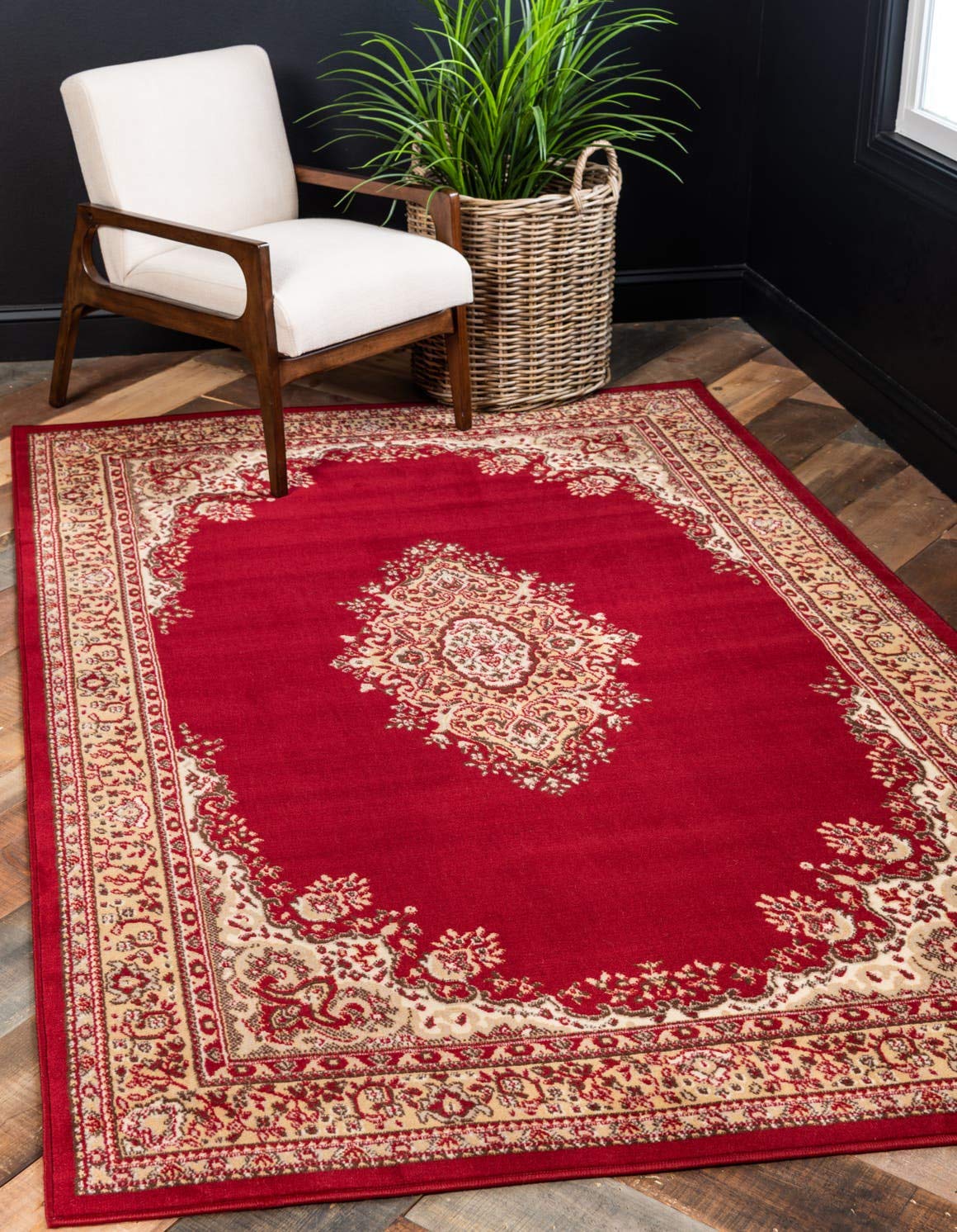 Unique Loom Reza Collection Traditional Persian Style Area Rug, 9 ft 10 in x 13 ft, Burgundy/Ivory