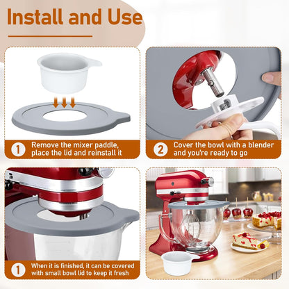 Mixers Bowl Covers Compatible with Kitchenaid Artisan & Classic Series, Kitchen Mixer Splash Guard for 5 QT Glass or