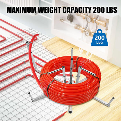 FEIMIRE Heavy-Duty PEX Tubing Decoiler, Versatile 304 Stainless Steel Stand for Uncoiling Radiant Heat Pipes, Water Lines, and Cables, Smooth Dispensing Action for Tangle-Free Work