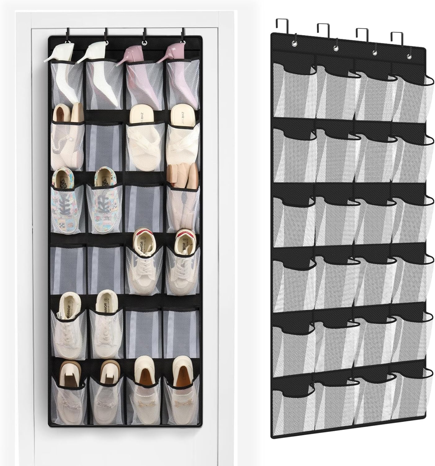 24 Closet Closet 1 Pack FENTEC Large Pockets Over Door Shoe Organizer, Mesh Hanging Shoe Organizer for Mesh Holder