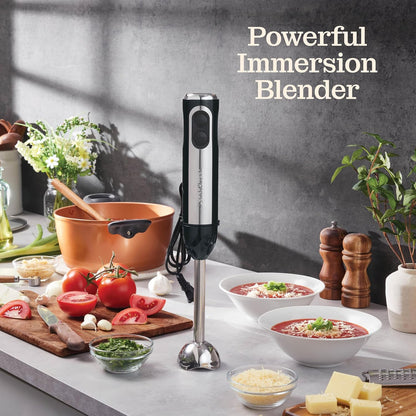 Powerful 500 Watt Immersion Blender, Electric Hand Blender with Turbo Mode, Detachable Base for Smoothies and Puree