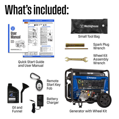 Westinghouse 12500 Peak Watt Home Backup Portable Generator, Remote Electric Start with Auto Choke, Transfer Switch Ready, Gas Powered, CO Sensor