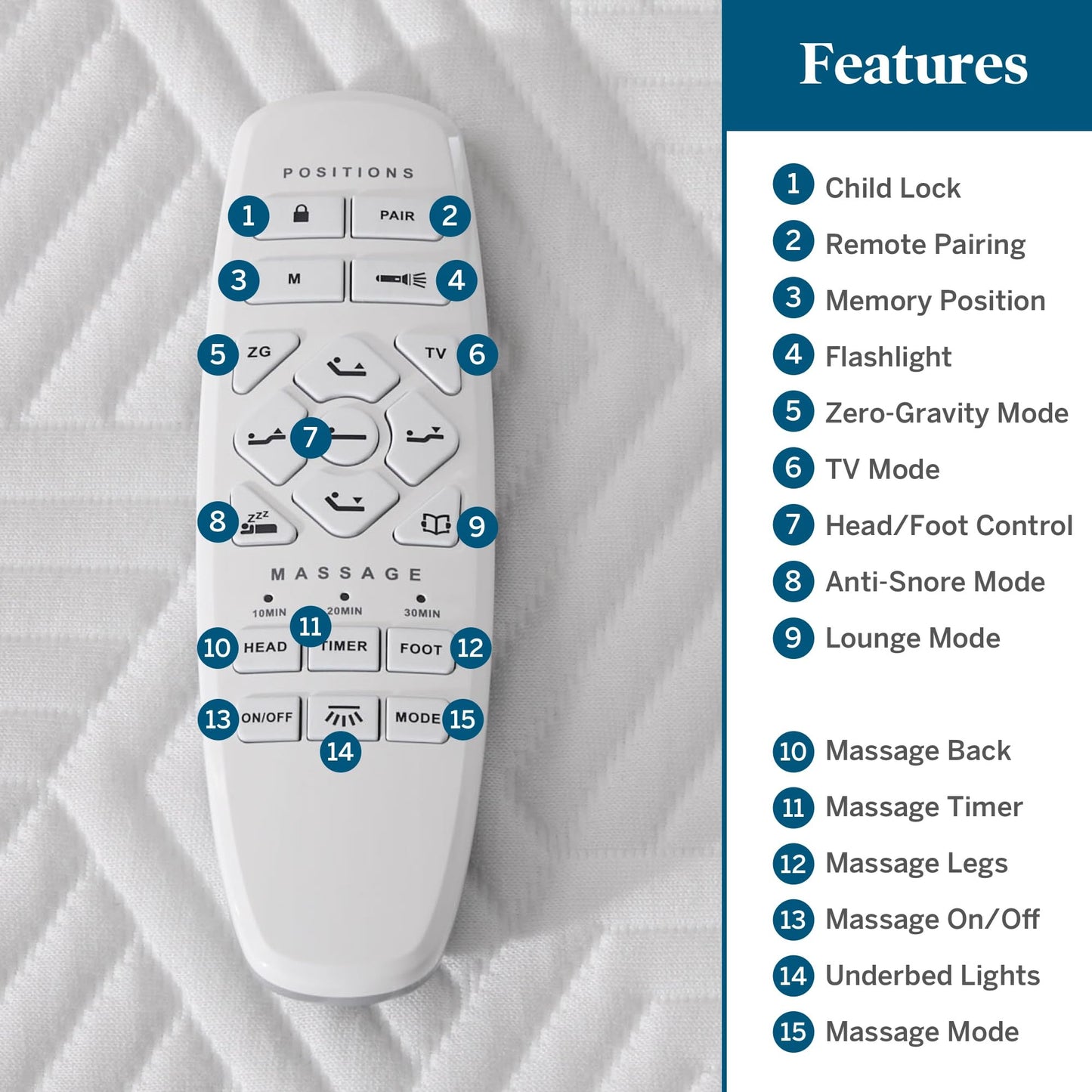Lucid L600 Adjustable Bed Base Frame - Queen Size - Zero Gravity - Bluetooth - Companion App - Head and Foot Incline - Interactive Dual Massage - Under Bed Lighting - Wireless Remote - Dual USB Ports