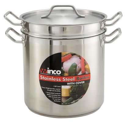 Winco 16qt S/S Double Boiler w/Cover