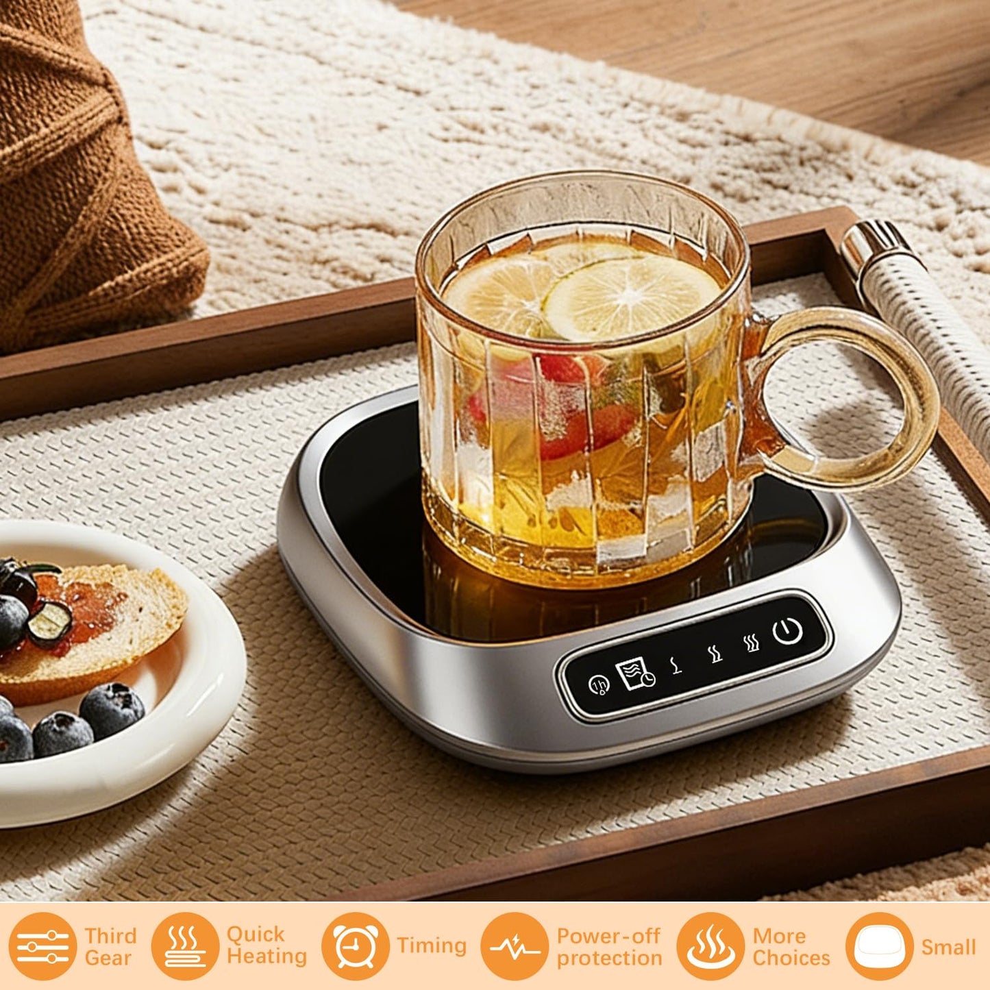 Coffee Mug Warmer, USB Powered Coffee Cup Warmers for Desk, Three Adjustable Temperature Settings and an Automatic Power-Off Function for Tea, Hot Cocoa, Milk(Gray)