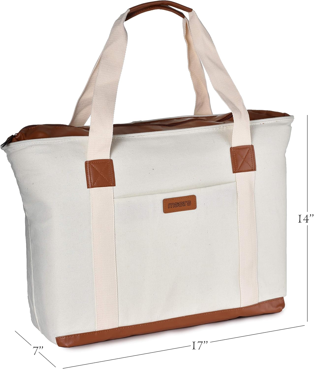 Insulated Grocery Bag with Zippered Top - Thermal Reusable Canvas Shopping Tote for Groceries - Leakproof Cooler Bags