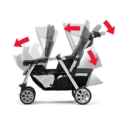 Chicco Cortina Together Double Stroller - Minerale, Black/Silver