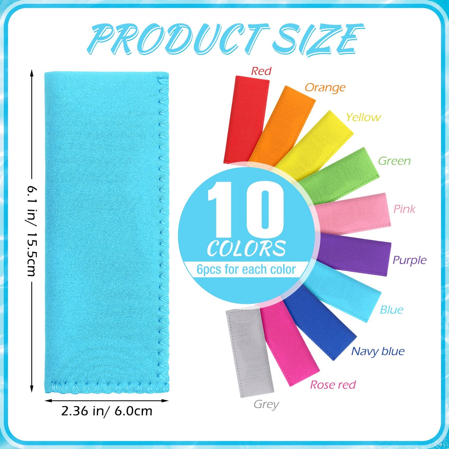 Yinder 60 Pack Reusable Ice Stick Sleeves Holders Freezer Pop Bags Neoprene Insulator Sleeve Anti freezing Protective Cover for Ice Stick Molds Kids Party Drink, Can DIY Iron on Name, 10 Colors