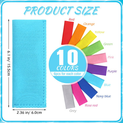 Yinder 60 Pack Reusable Ice Stick Sleeves Holders Freezer Pop Bags Neoprene Insulator Sleeve Anti freezing Protective Cover for Ice Stick Molds Kids Party Drink, Can DIY Iron on Name, 10 Colors