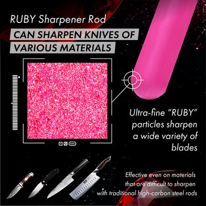 VIGORCRAFT Ruby Sharpener Rod: Durable Knife Sharpener, Harder Than Steel Honing Rod, Japan Product