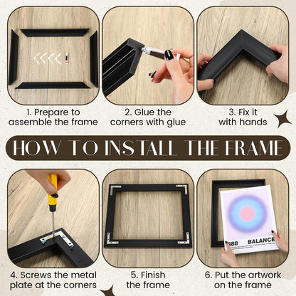 Soaoo 4 Pcs Canvas Floater Frames 16'' x 20'' Black Floating Canvas Frame 0.9" Deep Artwork for Paintings with Hardware Kit Included for Wall Prints Painting, Assemble Required