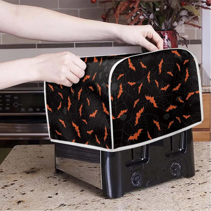 Halloween Spider Web Bats Toaster Cover, Dustproof 4 Slice Small Appliance Cover