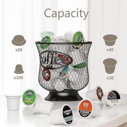 Coffee Pod Holder, Large Capacity K Cup Organizer for Kitchen Countertop, Coffee Bar Accessories