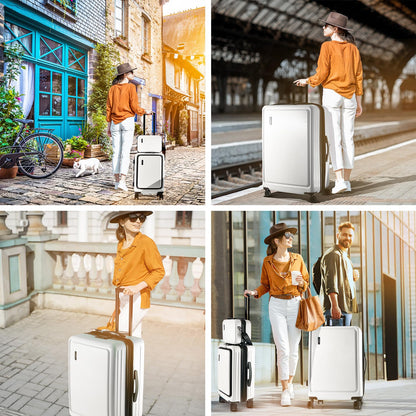 TRAVELARIM Hard Shell Luggage Sets with Spinner Wheels 4 Piece, Expandable Large Suitcases with TSA Lock, Travel Large Suitcase Set, White Luggage Set