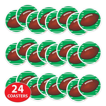 Beistle Football Coasters, Set of 24, Tableware for Game Day Parties, and Tailgating, Drink and Beverage Protectors for Sports-Themed Events
