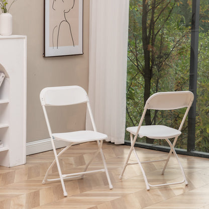 BTEXPERT Set of 50,Indoor Outdoor White Plastic Folding Chairs Stacking Steel Frame Commercial 650LB Weight Capacity Seating Home Yard Garden Wedding Event Party Picnic Dining Church School Portable