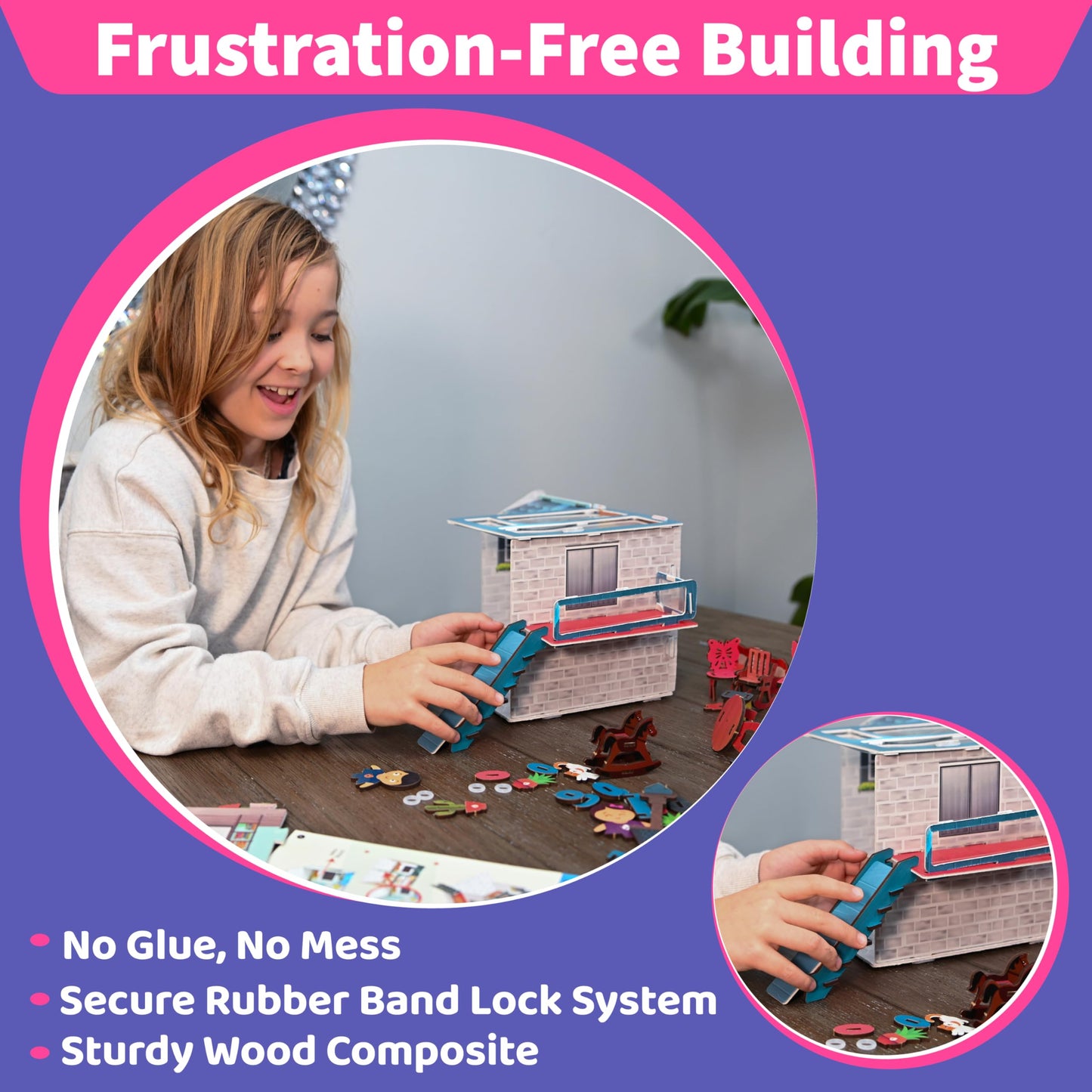 DIY Dollhouse Kit for Girls Ages 5–9 | Miniature House 3D Puzzle with Furniture & Accessories | Build & Play STEM Craft Kit for Girls 5 6 7 8 9 10