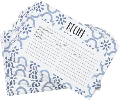 C.R. Gibson Q12-24018 Double Sided Recipe Cards, 40pcs, 4'' W x 6'' L, True Blue