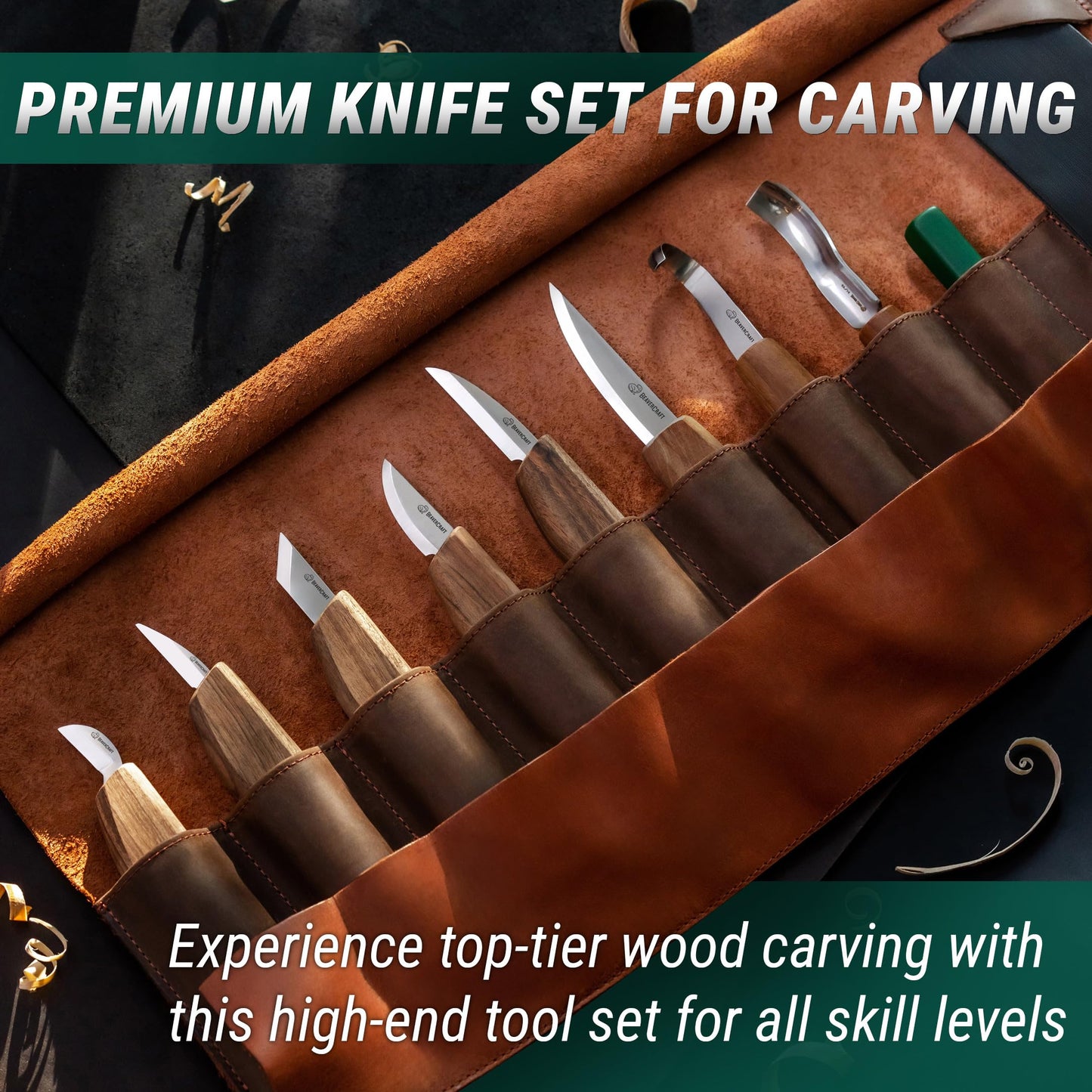 BeaverCraft Deluxe Wood Carving Kit S18X - Wood Carving Knife Set - Spoon Carving Tools Set - Whittling Knives - Woodworking Wood Carving Tools Large Whittling Kit S18X