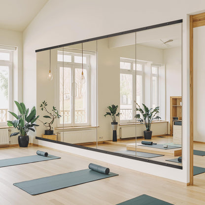 TRAHOME Home Gym Mirror for Wall,70x24x2PCS Full Length,Glass Frameless Body Large Mirror for Home Gym,Workout,Bedroom,Garage(Black)