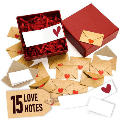 15 Blank Note Cards and Envelopes - Mini Envelopes with Blank Cards, Tiny Valentines Day Card, Little Love Notes for Him, Her, Wife, Husband - Cute Birthday, Valentine Gifts for Girlfriend Boyfriend