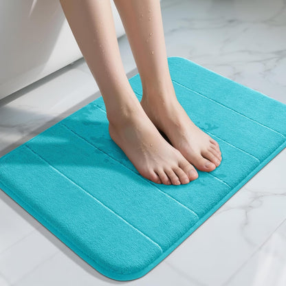 Yimobra Memory Foam Bath Mat, Super Soft Non Slip 24x17 Inch, Quick Dry, Machine Washable, Lake Blue
