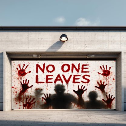 IVN Halloween Garage Door Garland 13x6ft No One Leaves Zombie Hands Bloody Wall Cover Porch Hanging Garland Outdoor Indoor Spooky Party Decorations