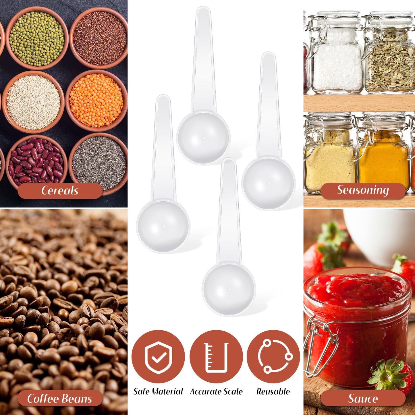 Meanplan 80 Pack Plastic Scoop Tablespoon Measuring Spoons (20 mL | 20 cc | 1.33 Tablespoon | 4 Tsp) Coffee Scoops Teaspoon for Measuring Coffee Grains Spices Protein Pet Food (Transparent)