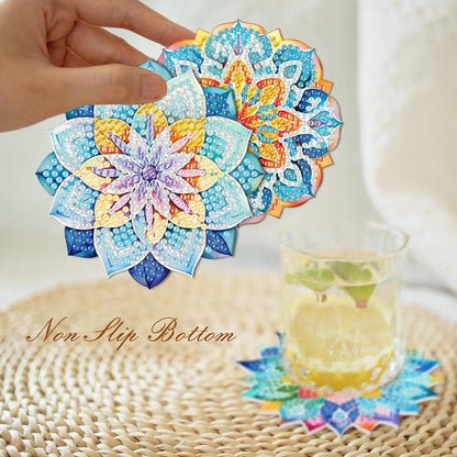 8 PCS Succulent Diamond Art Coasters with Holder, DIY Flowers Diamond Painting Coasters Kits for Adults, Non Slip Hardwood Bases Plants Mosaic Dot Painting Coaster Gift Set for Beginners 4x4 Inch