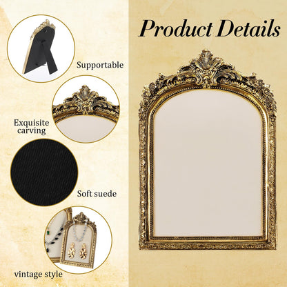Meyeyaia 2pcs Gold Resin Jewelry Display Stand,Vintage Jewelry Holder Photo Frame Earring Holder,Velvet Necklace Tray Resin Jewelry Photography Props or Jewelry and Collectibles