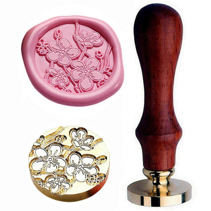 JUPPE 6pcs Flower Wax Seal Set, Cherry Blossom Rose Bell Orchid Branches Tulip Various Flowers Sealing Wax Stamps for Wedding Invitation Birthday Party