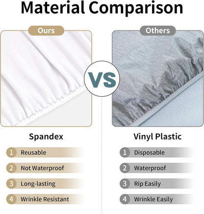 34x34 Inch eeivs White Square Fitted Tablecloth Spandex Stretchable End Tables Cover with Elastic Edge Table Cloth Card