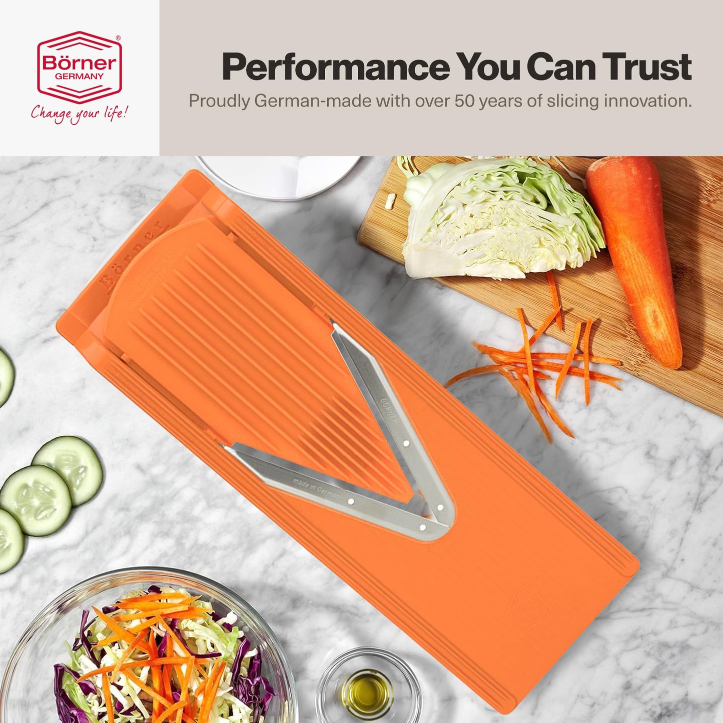 Swissmar Borner V-1001 V-Slicer Plus Mandoline 5 Piece Set (Orange)