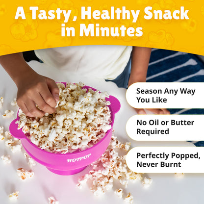 The Orginal HotPop Silicone Popcorn Maker - Microwave Popcorn Popper with Handles - Collapsible Bowl, Heat-Resistant, Easy to Clean, Ideal for Family Movie Nights, 15-Cup Capacity - Red