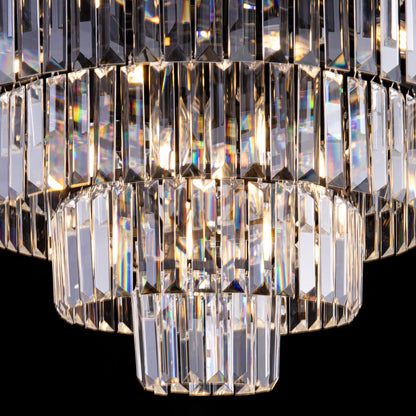 Wellmet Crystal Chandelier, 6-Tier Large Luxury Crystal Chandelier, 31'' Black Crystal Pendant Light for Living Room, Dining Room, Bedroom, Entryway, Hallway, Corridor,