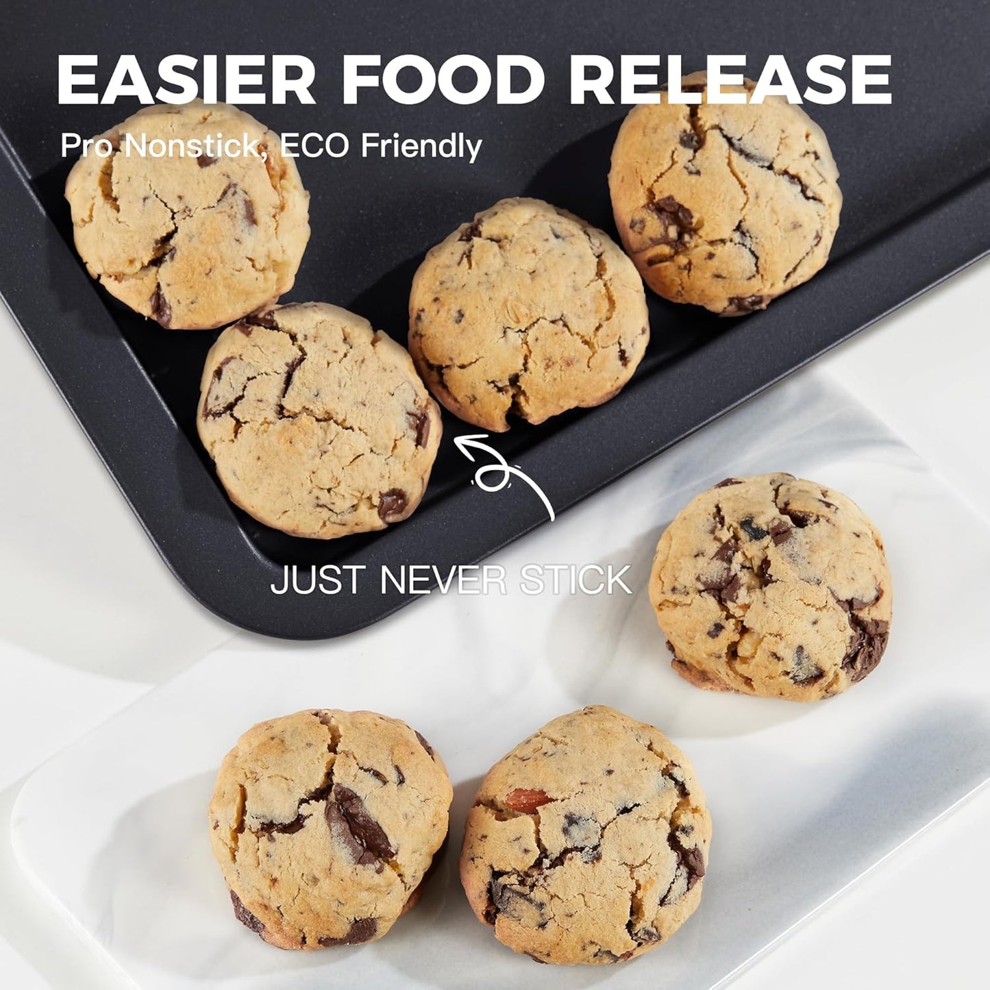 HONGBAKE XL Large Baking Sheet Set, 19x13.25 in, Nonstick Oven Tray with Wider Grips, 3 Pack, Dishwasher Safe