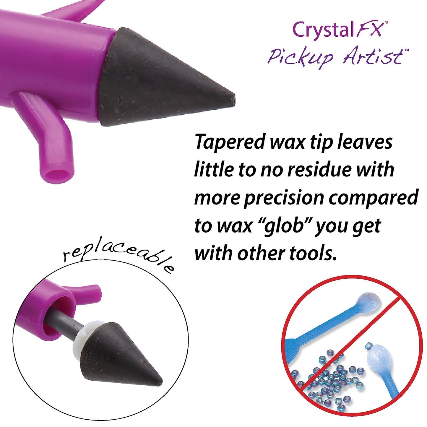 The Beadsmith Pickup Artist - CrystalFX - 6.5 inches - Waxed tip with 2 Positioning arms - Tool for Working with Crystals, Rhinestones, Seed Beads, Flat Back Stones, Diamond Painting & Nail Art