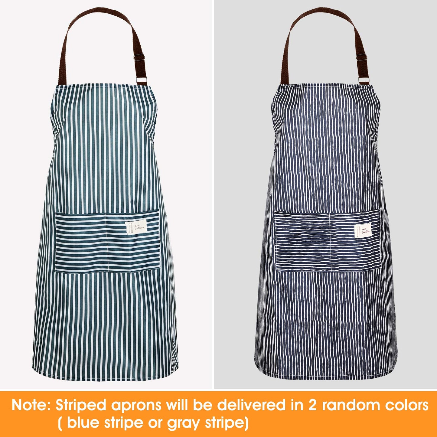 SATINIOR 3 Pieces Waterproof Bib Apron with 2 Pockets Adjustable Cooking Kitchen Apron for Women Men Chef BBQ Baking Cleaning(Black,Blue,Grey)