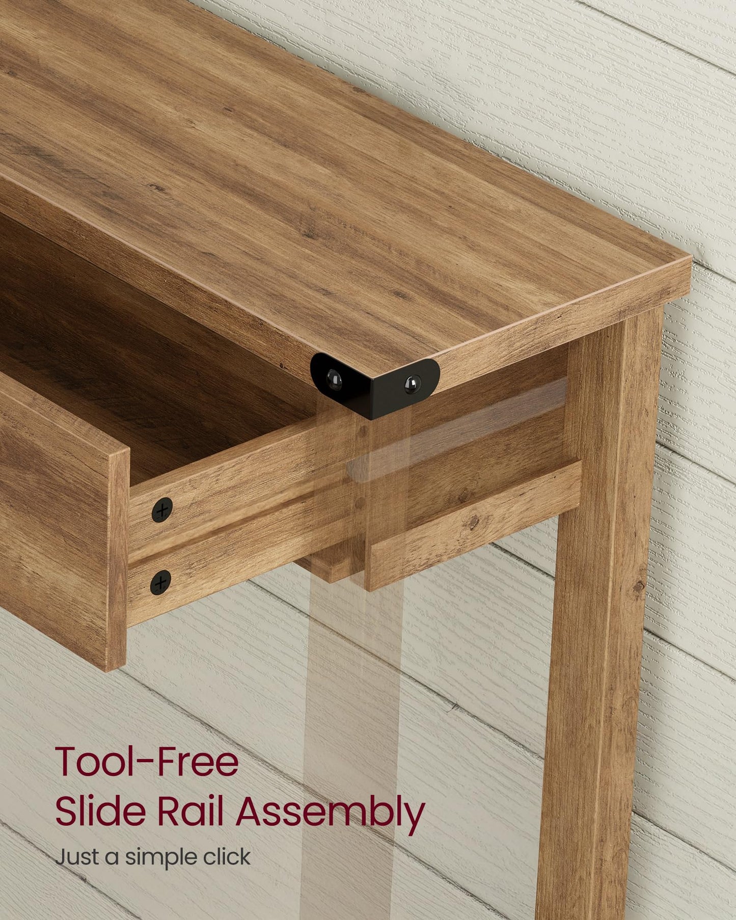 VASAGLE LIRY Collection - Console Table with 3 Drawers and Open Storage Shelf, Narrow Entryway Sofa Table for Living Room, Farmhouse Style, Metal Corners, Honey Brown ULNT142KB02S